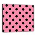Polka Dots - Black on Flamingo Pink Canvas 24  x 20  (Stretched)