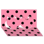 Polka Dots - Black on Flamingo Pink Twin Hearts 3D Greeting Card (8x4)