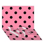 Polka Dots - Black on Flamingo Pink LOVE Bottom 3D Greeting Card (7x5)
