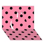 Polka Dots - Black on Flamingo Pink Apple 3D Greeting Card (7x5)