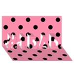 Polka Dots - Black on Flamingo Pink #1 DAD 3D Greeting Card (8x4)