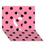 Polka Dots - Black on Flamingo Pink Ribbon 3D Greeting Card (7x5)