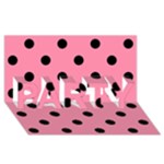 Polka Dots - Black on Flamingo Pink PARTY 3D Greeting Card (8x4)