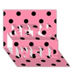 Polka Dots - Black on Flamingo Pink Get Well 3D Greeting Card (7x5)