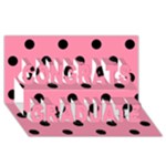 Polka Dots - Black on Flamingo Pink Congrats Graduate 3D Greeting Card (8x4)