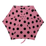Polka Dots - Black on Flamingo Pink Mini Umbrella