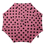 Polka Dots - Black on Flamingo Pink Hook Handle Umbrella (Medium)