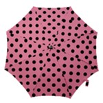 Polka Dots - Black on Flamingo Pink Hook Handle Umbrella (Small)