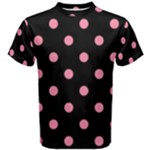 Polka Dots - Flamingo Pink on Black Men s Cotton Tee