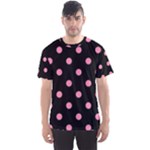 Polka Dots - Flamingo Pink on Black Men s Sport Mesh Tee