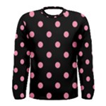 Polka Dots - Flamingo Pink on Black Men s Long Sleeve T-shirt