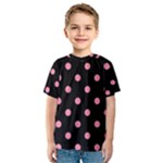 Polka Dots - Flamingo Pink on Black Kid s Sport Mesh Tee