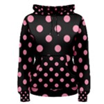 Polka Dots - Flamingo Pink on Black Women s Pullover Hoodie