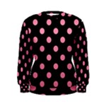 Polka Dots - Flamingo Pink on Black Women s Sweatshirt