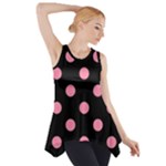 Polka Dots - Flamingo Pink on Black Side Drop Tank Tunic