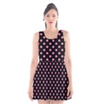 Polka Dots - Flamingo Pink on Black Scoop Neck Skater Dress