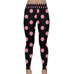 Polka Dots - Flamingo Pink on Black Yoga Leggings