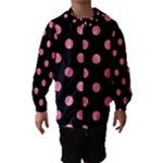 Polka Dots - Flamingo Pink on Black Hooded Wind Breaker (Kids)