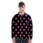 Polka Dots - Flamingo Pink on Black Wind Breaker (Men)