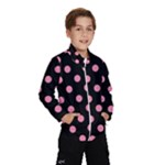 Polka Dots - Flamingo Pink on Black Wind Breaker (Kids)