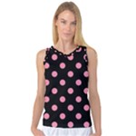 Polka Dots - Flamingo Pink on Black Women s Basketball Tank Top