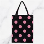 Polka Dots - Flamingo Pink on Black Classic Tote Bag