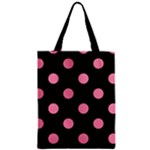 Polka Dots - Flamingo Pink on Black Zipper Classic Tote Bag