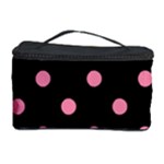 Polka Dots - Flamingo Pink on Black Cosmetic Storage Case