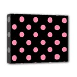 Polka Dots - Flamingo Pink on Black Deluxe Canvas 14  x 11  (Stretched)