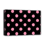 Polka Dots - Flamingo Pink on Black Deluxe Canvas 18  x 12  (Stretched)