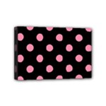 Polka Dots - Flamingo Pink on Black Mini Canvas 6  x 4  (Stretched)