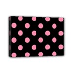 Polka Dots - Flamingo Pink on Black Mini Canvas 7  x 5  (Stretched)