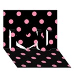 Polka Dots - Flamingo Pink on Black I Love You 3D Greeting Card (7x5)