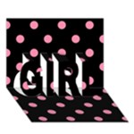 Polka Dots - Flamingo Pink on Black GIRL 3D Greeting Card (7x5)