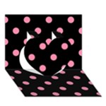 Polka Dots - Flamingo Pink on Black Heart 3D Greeting Card (7x5)