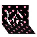 Polka Dots - Flamingo Pink on Black LOVE 3D Greeting Card (7x5)