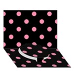 Polka Dots - Flamingo Pink on Black Circle Bottom 3D Greeting Card (7x5)