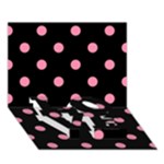 Polka Dots - Flamingo Pink on Black LOVE Bottom 3D Greeting Card (7x5)