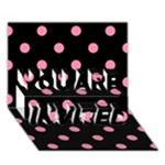 Polka Dots - Flamingo Pink on Black YOU ARE INVITED 3D Greeting Card (7x5)