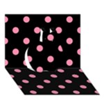 Polka Dots - Flamingo Pink on Black Apple 3D Greeting Card (7x5)