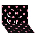 Polka Dots - Flamingo Pink on Black Clover 3D Greeting Card (7x5)
