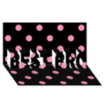 Polka Dots - Flamingo Pink on Black BEST BRO 3D Greeting Card (8x4)