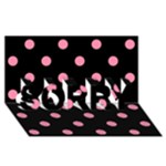 Polka Dots - Flamingo Pink on Black SORRY 3D Greeting Card (8x4)