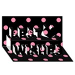 Polka Dots - Flamingo Pink on Black Best Wish 3D Greeting Card (8x4)