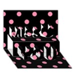 Polka Dots - Flamingo Pink on Black Miss You 3D Greeting Card (7x5)