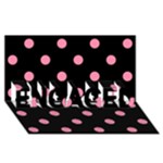 Polka Dots - Flamingo Pink on Black ENGAGED 3D Greeting Card (8x4)