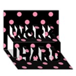 Polka Dots - Flamingo Pink on Black WORK HARD 3D Greeting Card (7x5)