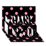 Polka Dots - Flamingo Pink on Black THANK YOU 3D Greeting Card (7x5)