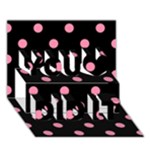 Polka Dots - Flamingo Pink on Black You Did It 3D Greeting Card (7x5)