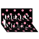 Polka Dots - Flamingo Pink on Black Merry Xmas 3D Greeting Card (8x4)